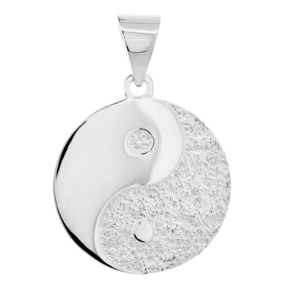 26mm Om, Ohm, Aum and Yin Yang Symbols Charm in Sterling Silver