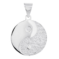26mm Om, Ohm, Aum and Yin Yang Symbols Charm in Sterling Silver