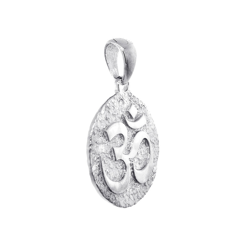 18mm Om, Ohm, Aum and Yin Yang Symbols Charm in Sterling Silver