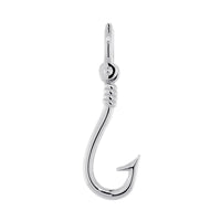 24mm Fishermans Barbed Hook and Knot Fishing Charm in Sterling Silver