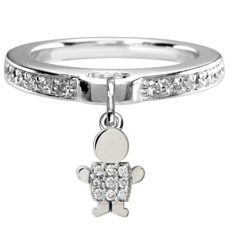 Mini Diamond Sziro Boy Charm Ring in 14k White Gold