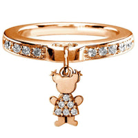 Mini Diamond Sziro Girl Charm Ring in 18k Pink Gold