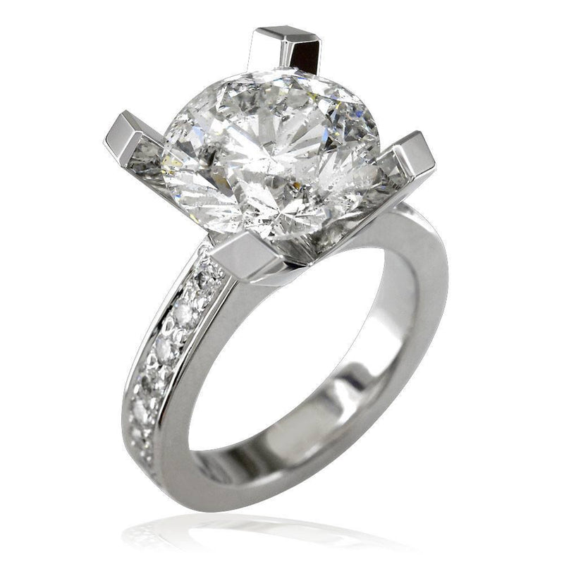 Large Diamond Engagement Ring with Diamond Sides E/W-CU1003