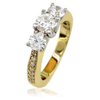 Three Stone Diamond Ring with Diamond Sides E/W-CU1008