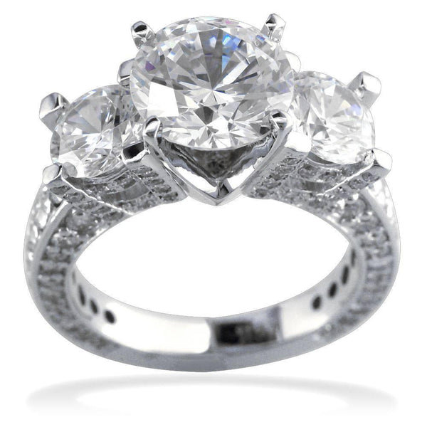 Three Stone Diamond Ring with Diamond Sides E/W-CU1011