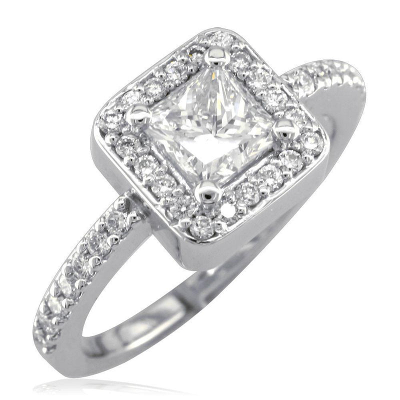 Diamond Engagement Ring with Square Diamond Halo E/W-CU1013
