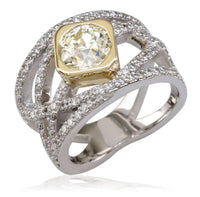 Wide Ladies Ring with Criss Crossing Rows Of Diamonds LR-CU1042