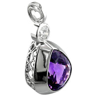 Large Pear Amethyst Pendant in 14K White Gold