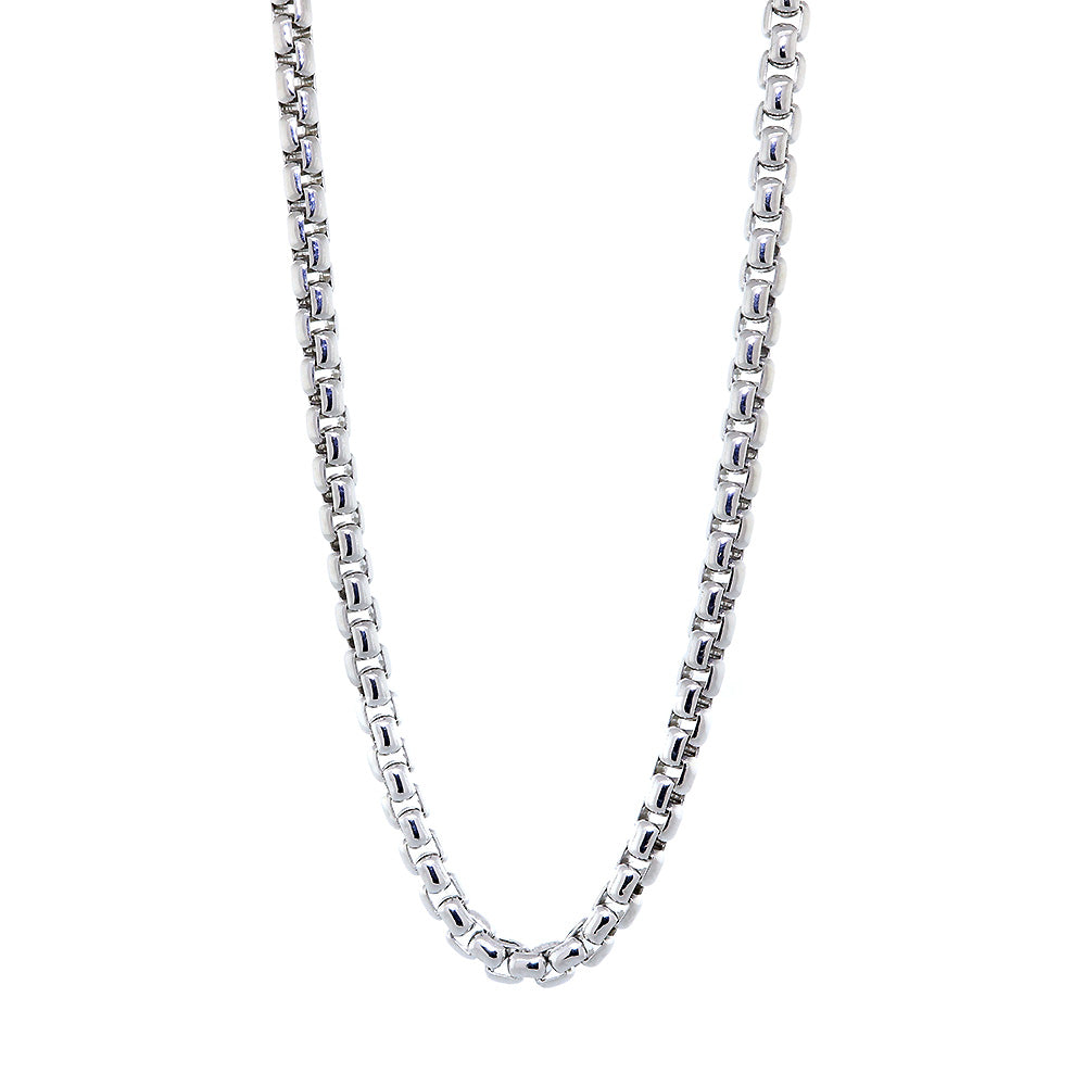 Rounded Box Chain, 3.8mm, 20, 22, 24 Inches in Sterling Silver