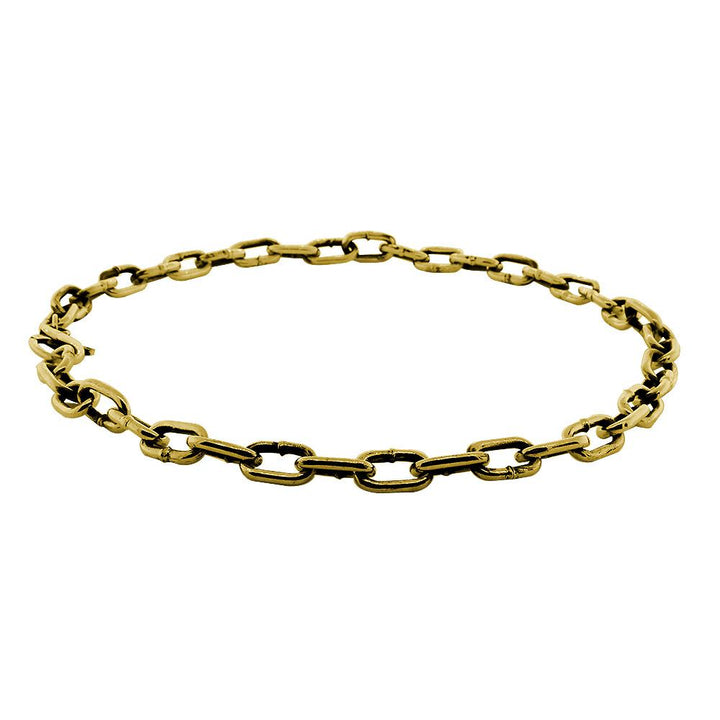 Mens Hardware Oval Link Chain with Black, 22 Inches Long in 14K Yellow Gold
