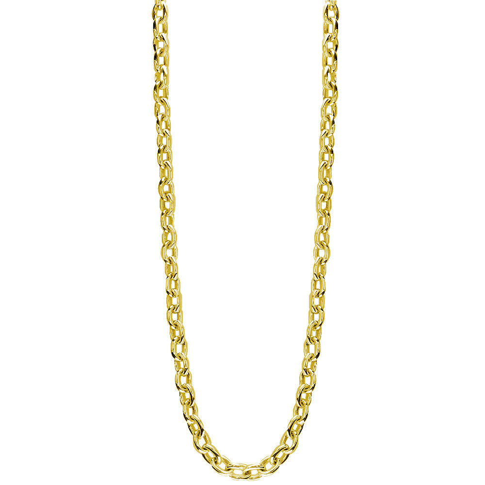 Handmade Open Oval Link Chain, 24 Inches in 14K Yellow Gold