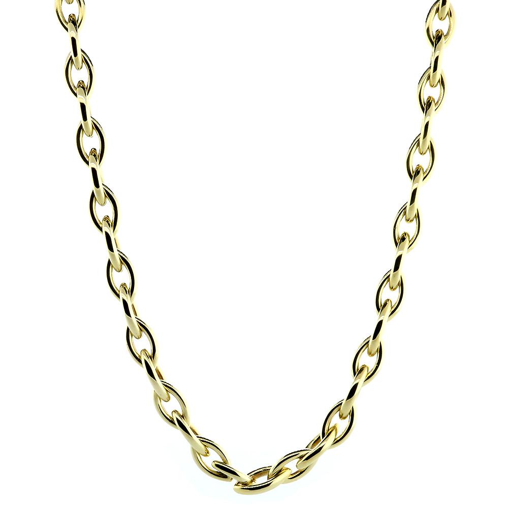 Rounded Marquise Shape Link Chain, 22" Inch in 14K Yellow Gold