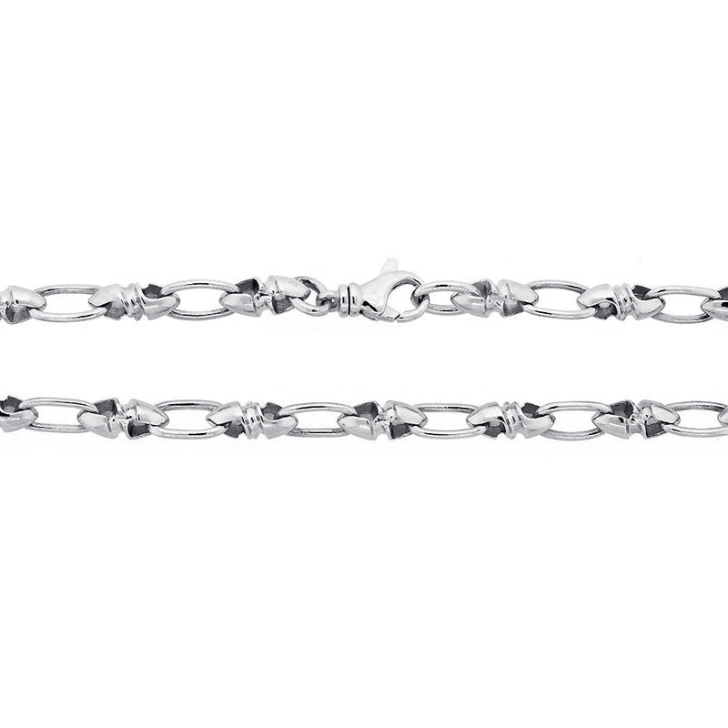 6 mm Solid Bullet and Oval Link Chain, 22 Inches in 14k White Gold