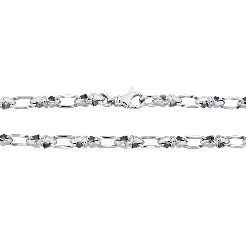 6 mm Solid Bullet and Oval Link Chain, 22 Inches in Sterling Silver