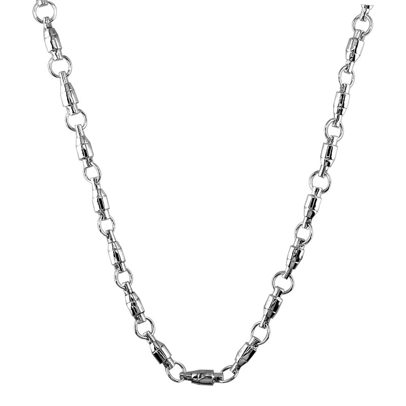4mm Size Fishing Swivel Chain in Sterling Silver, 22 Inches Long