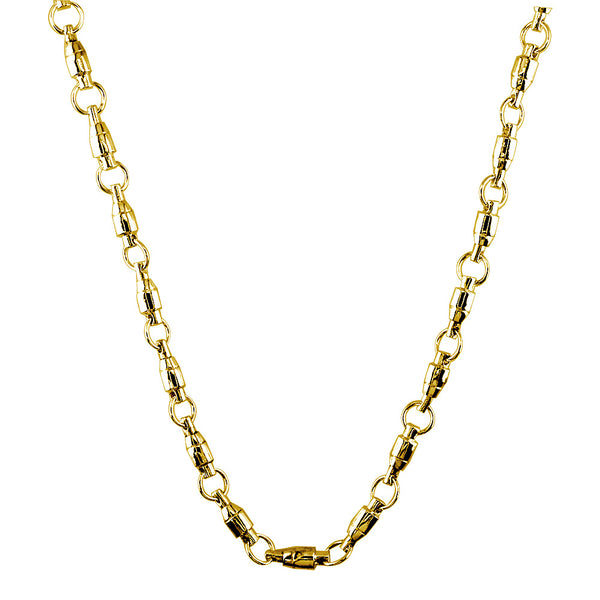 4mm Size Fishing Swivel Chain in 14k Yellow Gold, 22 Inches Long