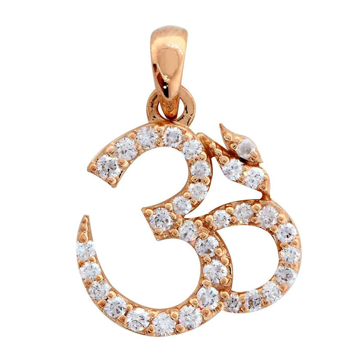 Diamond Yoga Ohm, Om, Aum Symbol Charm in 14K Pink Gold