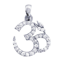 Diamond Yoga Ohm, Om, Aum Symbol Charm in 14K White Gold