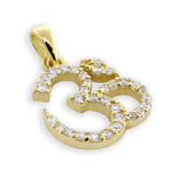 Diamond Yoga Ohm, Om, Aum Symbol Charm in 14k Yellow Gold