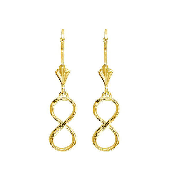 Medium Infinity Leverback Earrings in 14k Yellow Gold