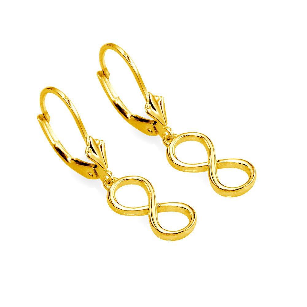 Medium Infinity Leverback Earrings in 18k Yellow Gold