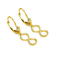 Medium Infinity Leverback Earrings in 14k Yellow Gold