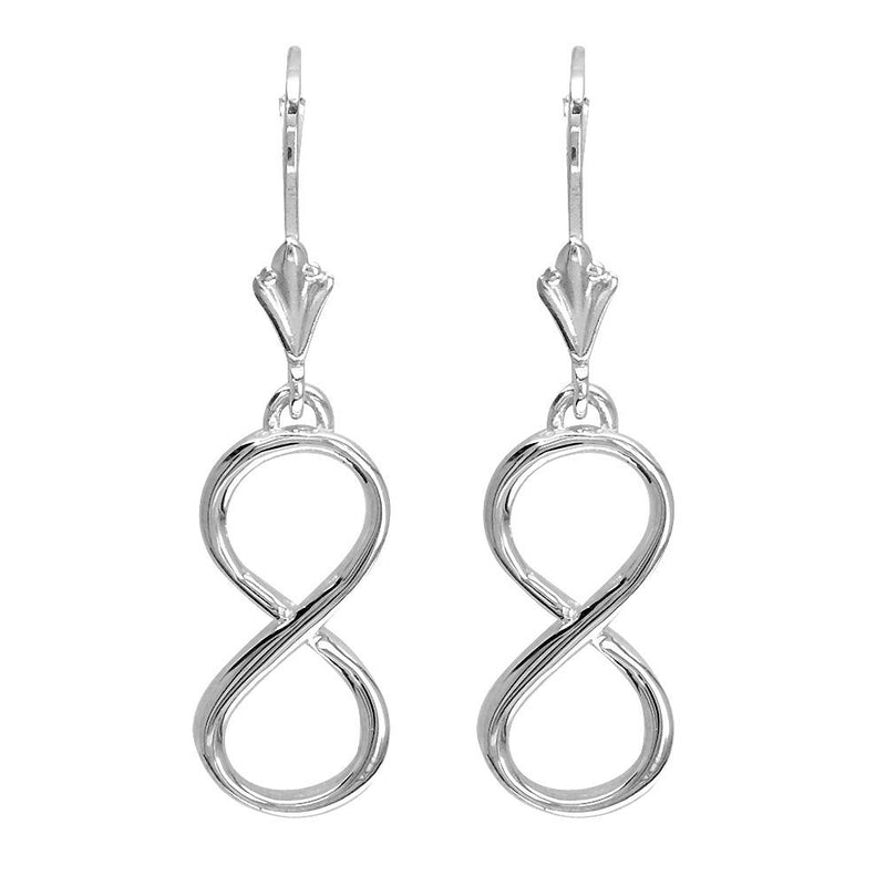 Large Infinity Leverback Earrings in 14k White Gold