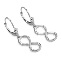 Large Infinity Leverback Earrings in 14k White Gold