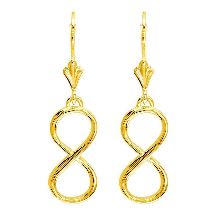Large Infinity Leverback Earrings in 18k Yellow Gold