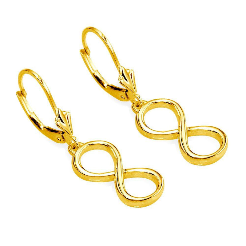 Large Infinity Leverback Earrings in 18k Yellow Gold