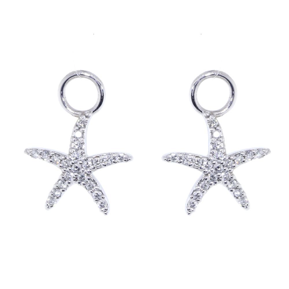 Diamond Starfish Earrings for Hoops, 0.45CT in 14k White Gold