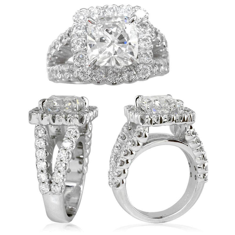 Diamond Halo Engagement Ring Setting in 18K White Gold, 2.10CT