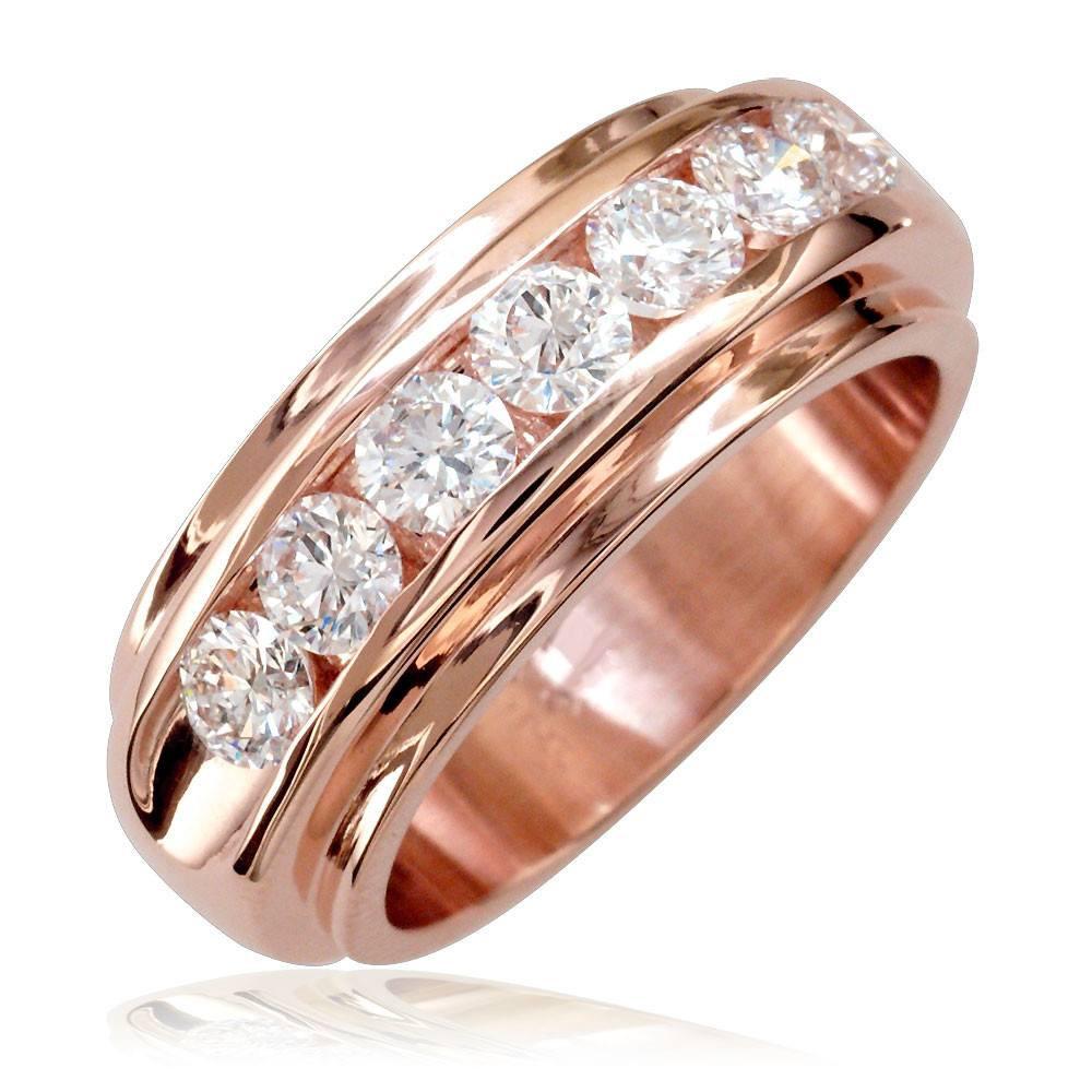 Mens Diamond Band, 1.77CT in 18k Pink Gold