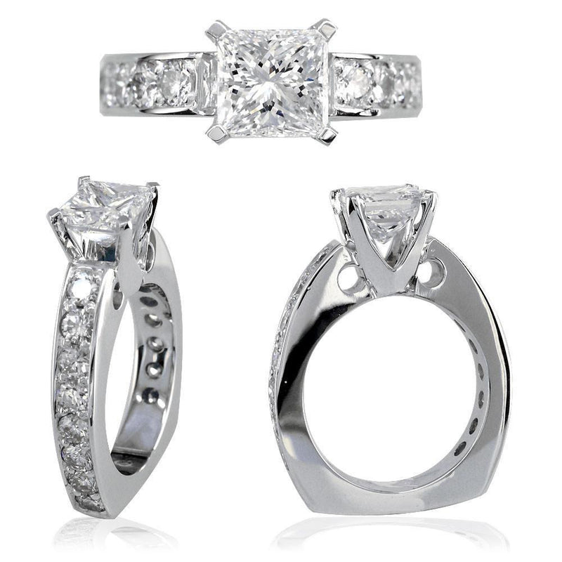 Diamond Engagement Ring Setting,1.05CT in 18K White Gold, Semi Mount Ring