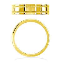 Mens Flat Wedding Band with Bead Detail, 6mm in 14k Yellow Gold