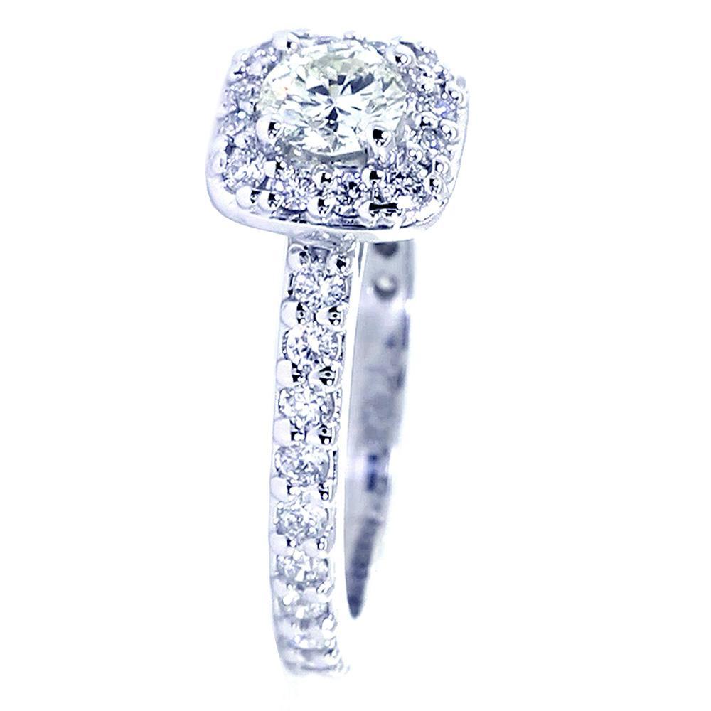 Halo Engagement Ring Setting for a Round Diamond, 0.50CT Total Sides in 14k White Gold