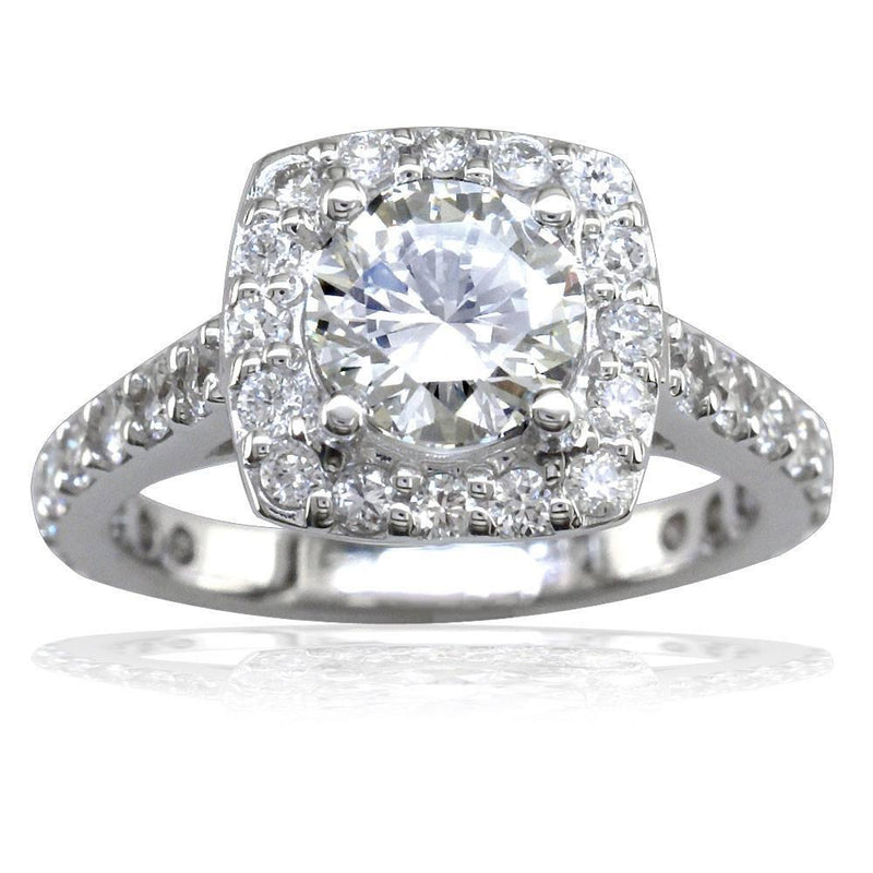 Diamond Halo Engagement Ring Setting in 14k White Gold