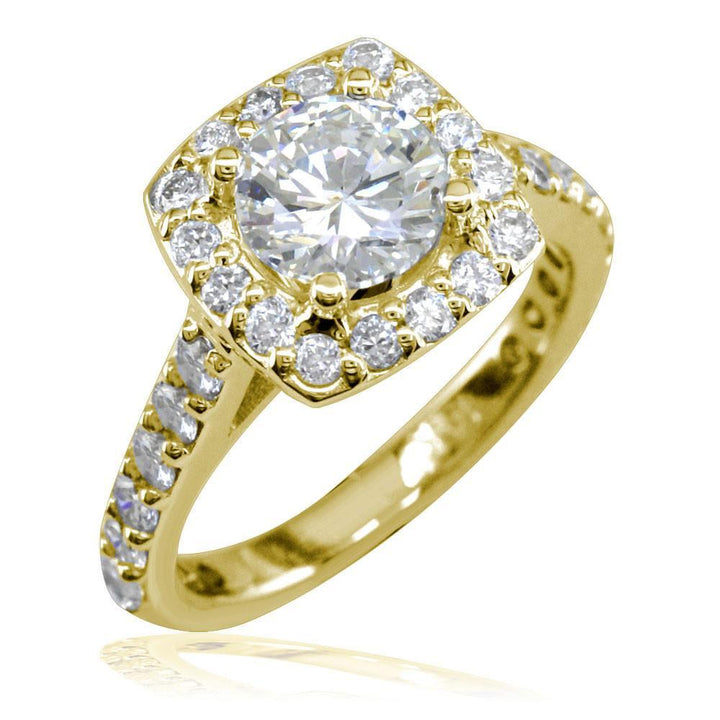 Diamond Halo Engagement Ring Setting in 14k Yellow Gold