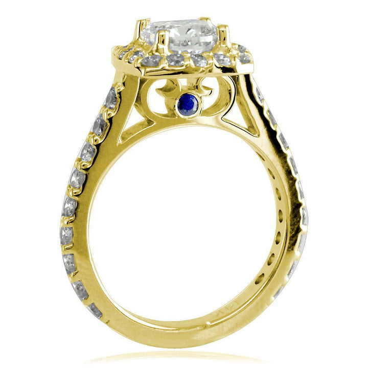 Diamond Halo Engagement Ring Setting in 14k Yellow Gold