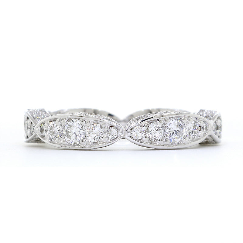 Round Diamonds Eternity Band with Marquise Sections, 1.55 CT in 14K White Gold