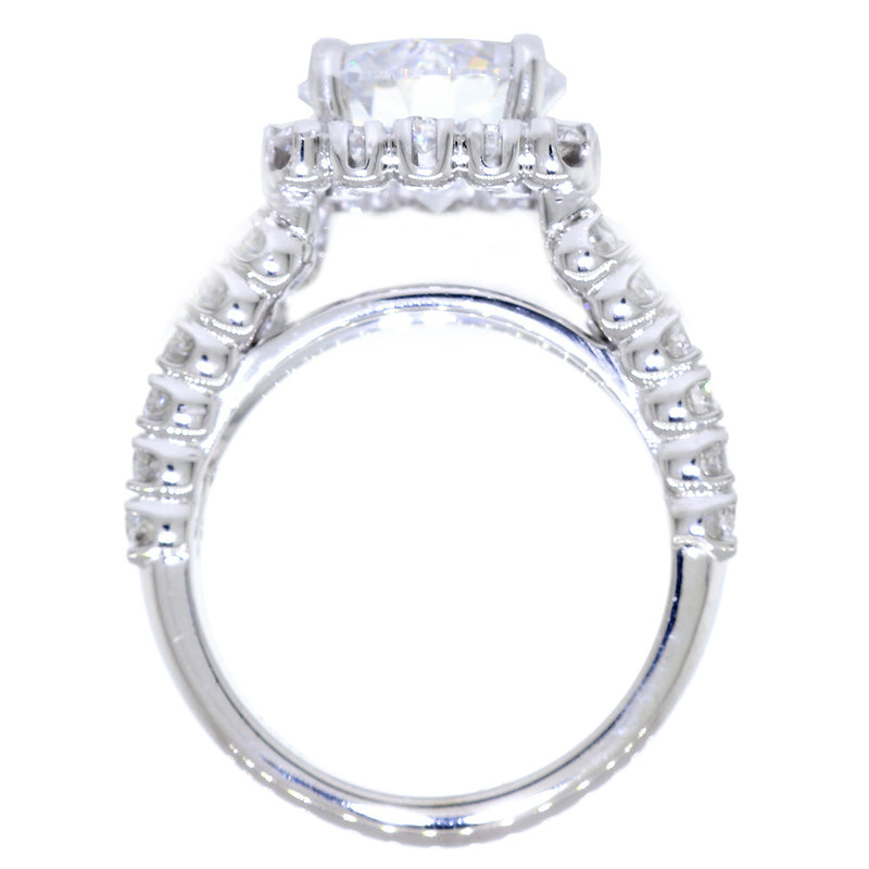 Platinum 9.5mm round CZ solitaire engagement ring estate with