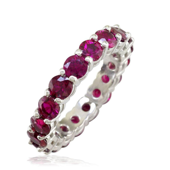 Round Ruby Eternity Band, 3.95CT in 14k Yellow Gold