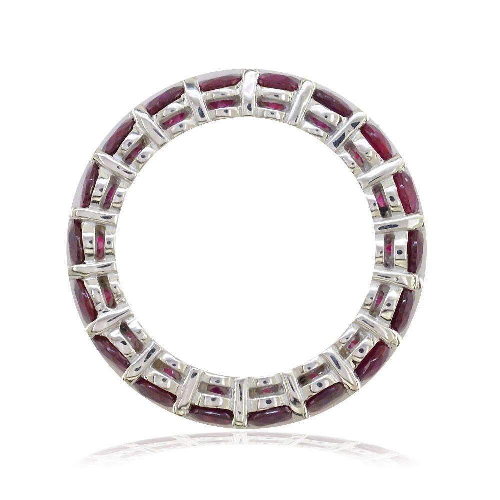 Round Ruby Eternity Band, 3.95CT in 14k Yellow Gold