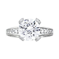 Round Diamond Engagement Ring, 2.50CT Center, 1.01CT Total Sides in 14k White Gold