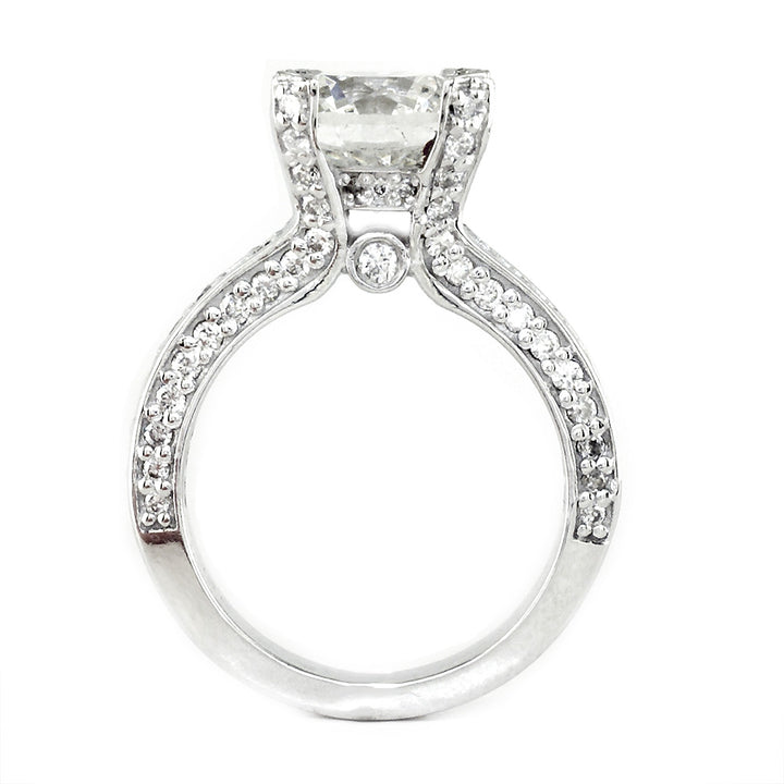 Round Diamond Engagement Ring, 2.50CT Center, 1.01CT Total Sides in 14k White Gold
