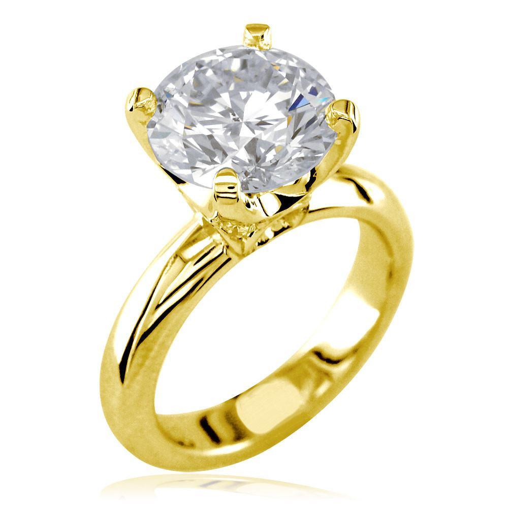 Round Diamond Engagement Ring Setting, 0.10CT Total Sides in 14K Yellow Gold