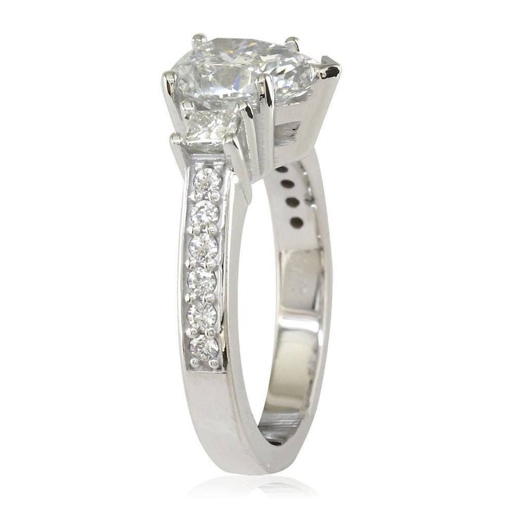 Pear Shape Diamond Engagement Ring Setting, 0.60CT Total Sides in 14K White Gold