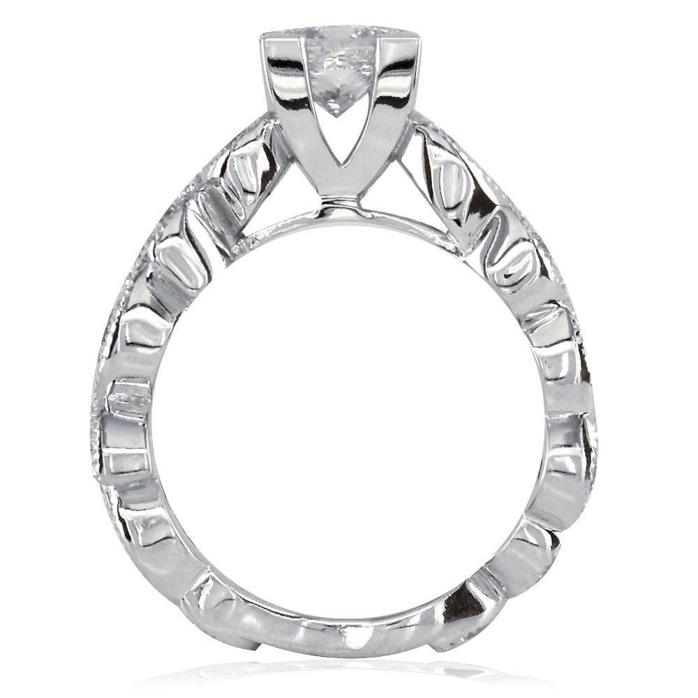 Princess Cut Diamond Engagement Ring Setting, 1.00CT Sides in 14K White Gold
