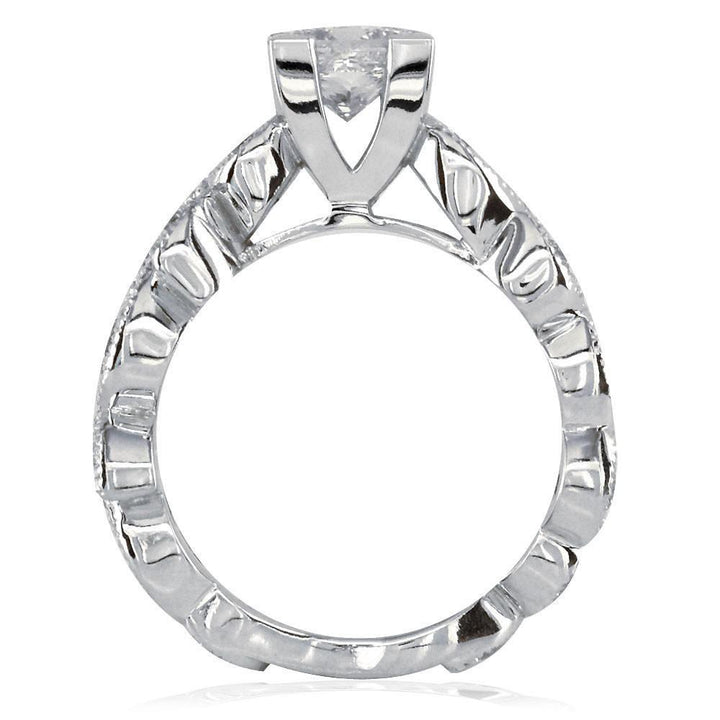 Princess Cut Diamond Engagement Ring Setting, 1.00CT Sides in 18K White Gold