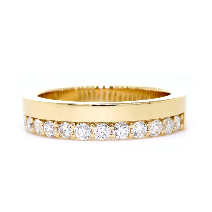 Diamond Band and Plain Band Ring, 0.95CT in 14K Yellow Gold
